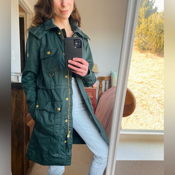 J. Crew Jackets & Blazers - J.Crew Long Waxed Downtown Field Jacket with Hood Size XS